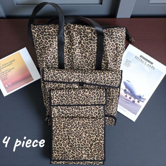 3 in 1 Large Overnight Weekend Animal Print Perfect Travelling Bag Tote Ensemble - Picture 3 of 7